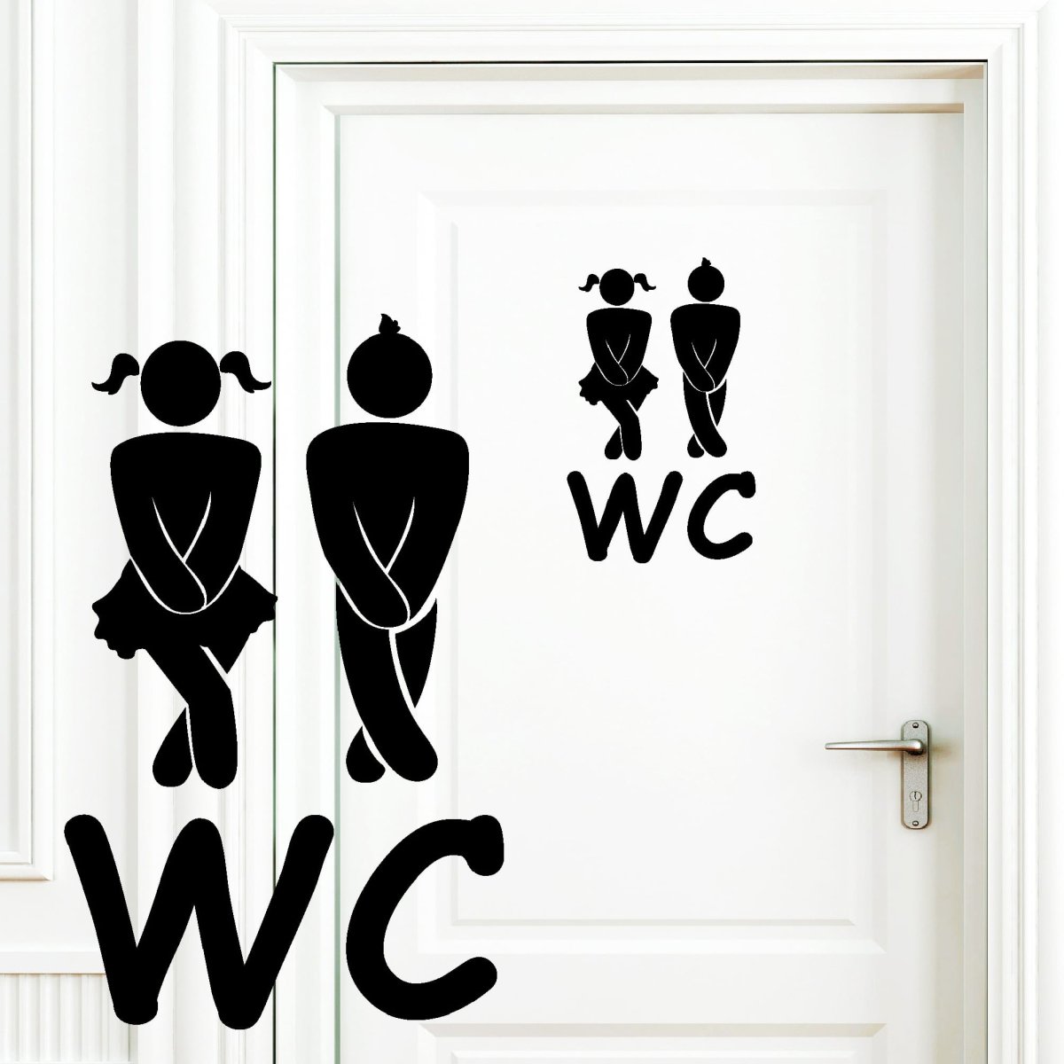 Wandtattoo Türaufkleber Gäste-WC Badezimmer Strichmännchen Türschild Sticker – Bild 2
