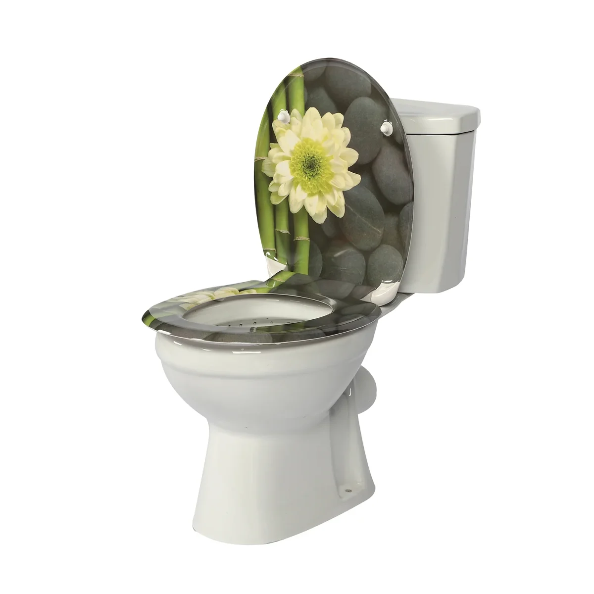 SINOBATH Duroplast WC-Sitz O-Form Blume-Optik Absenkautomatik — UF12-240 – Bild 7