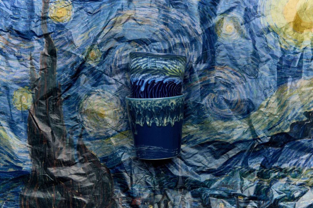 Henkellose Tasse, Van Gogh Sternennacht, – 2er-Set – Bild 4