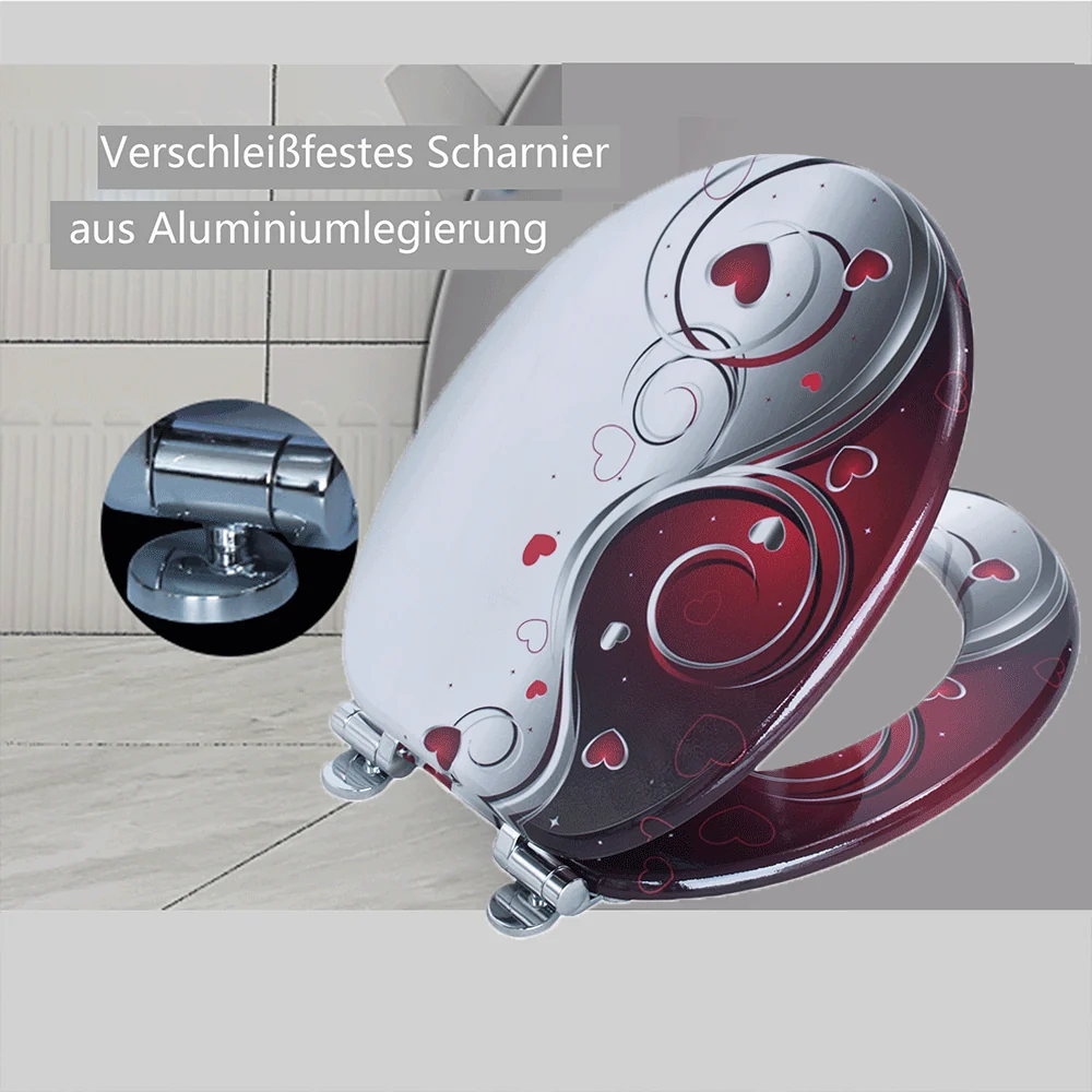 SINOBATH MDF-Holzkern, WC-Sitz Toilettensitz mit Absenkautomatik, Softclose-Scharnier(H359) – Bild 4