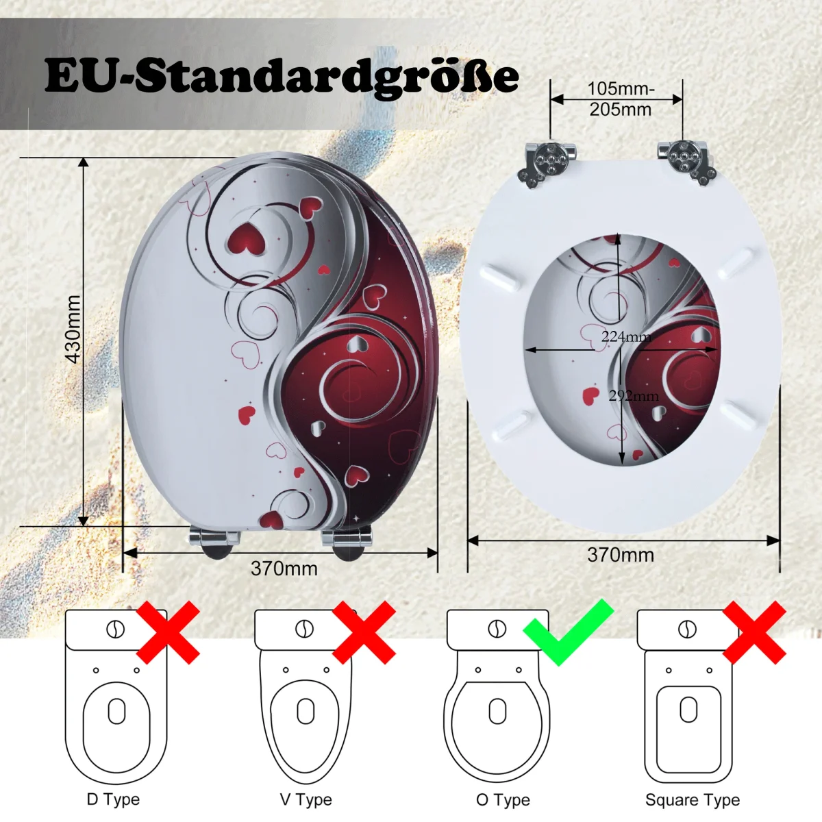 SINOBATH MDF-Holzkern, WC-Sitz Toilettensitz mit Absenkautomatik, Softclose-Scharnier(H359) – Bild 5