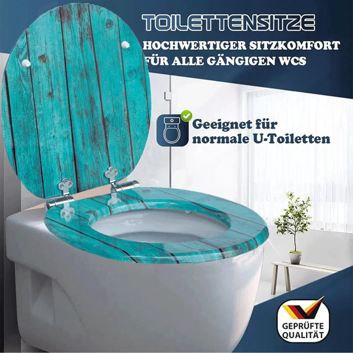 SINOBATH MDF-Holzkern, WC-Sitz Toilettensitz mit Absenkautomatik, Softclose-Scharnier(H144C) – Bild 8