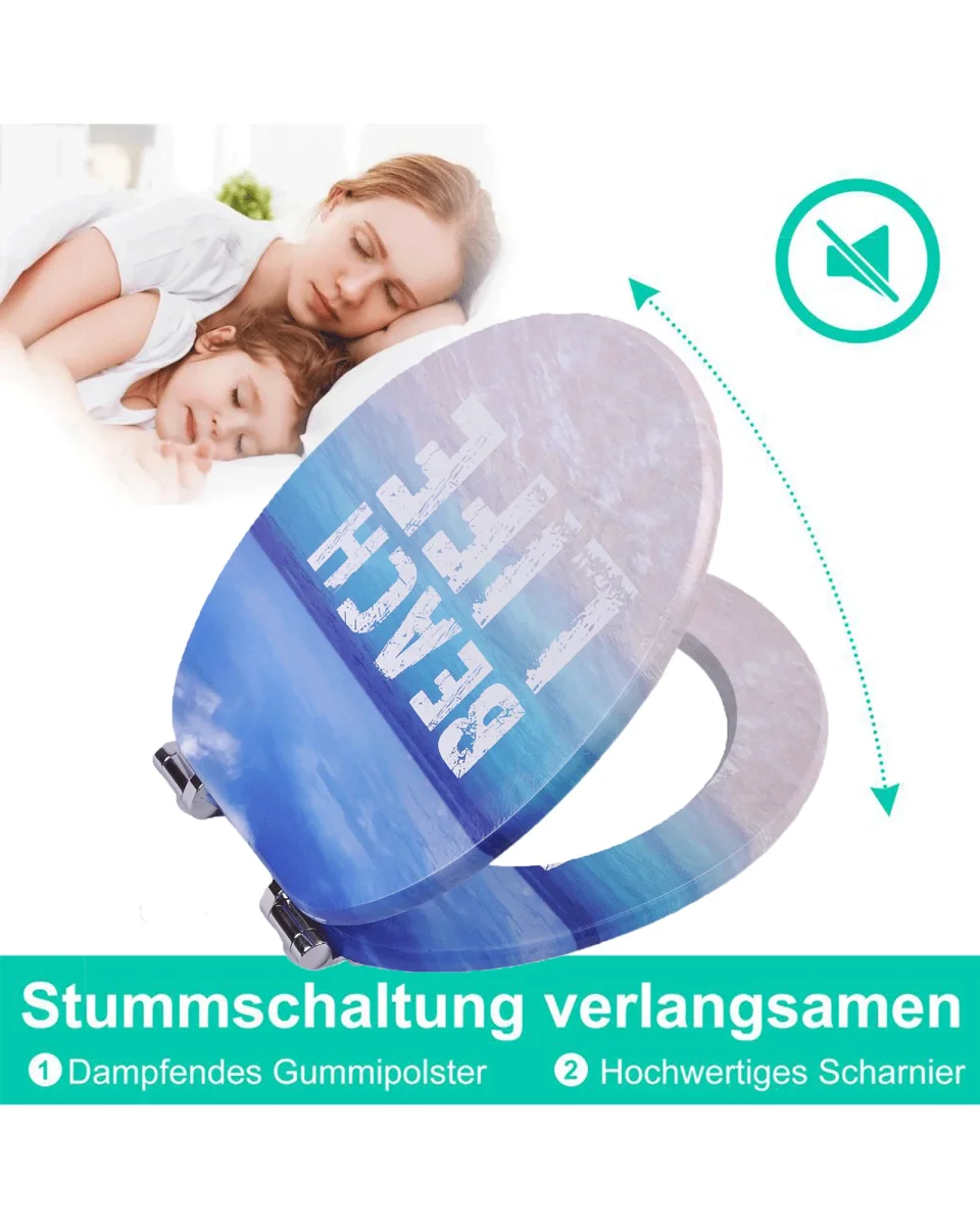 SINOBATH (H344) mit Absenkautomatik, Softclose-Scharnier,MDF-Holzkern, WC-Sitz Toilettensitz (Strandleben) – Bild 8