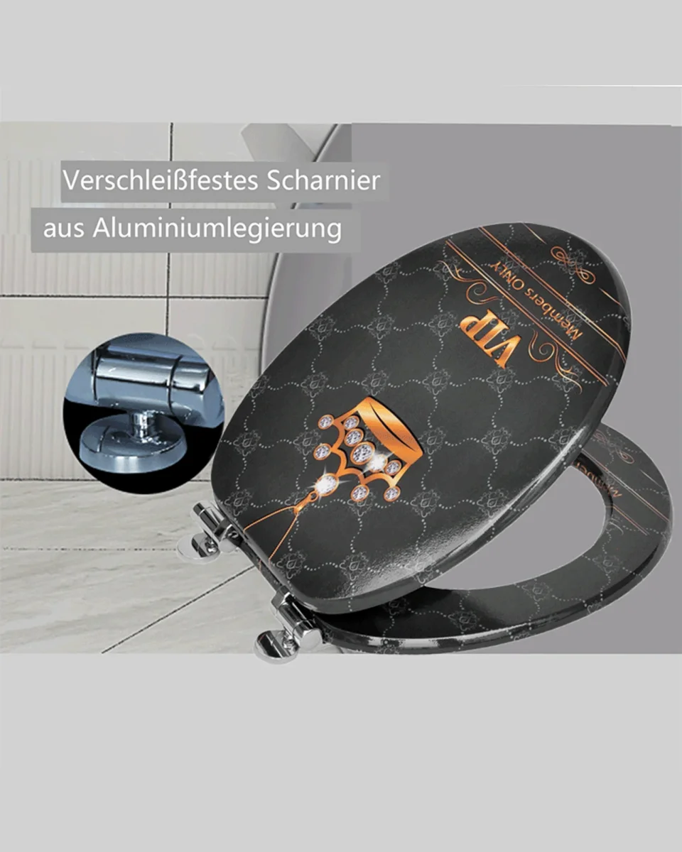 SINOBATH (H353) mit Absenkautomatik, Softclose-Scharnier,MDF-Holzkern, WC-Sitz Toilettensitz (Krone) – Bild 6