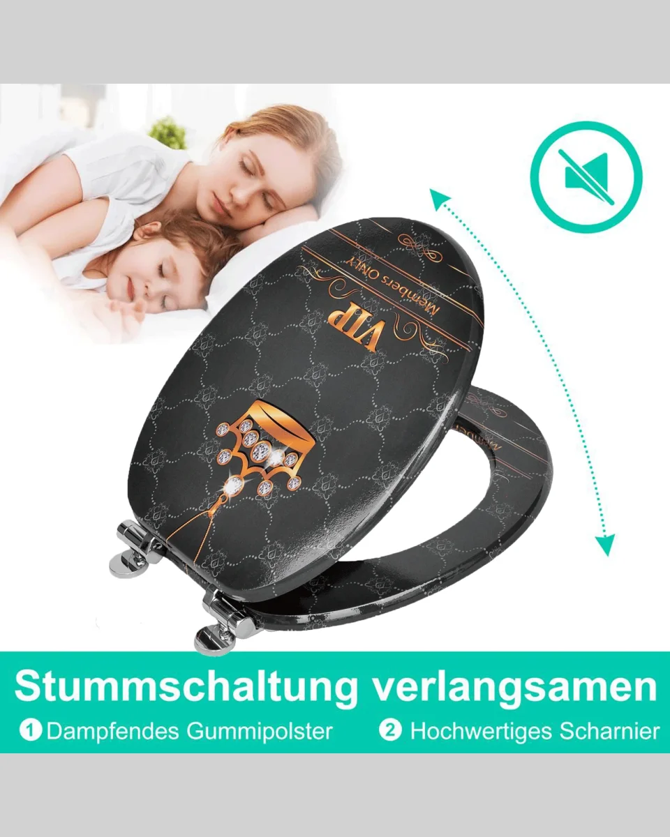 SINOBATH (H353) mit Absenkautomatik, Softclose-Scharnier,MDF-Holzkern, WC-Sitz Toilettensitz (Krone) – Bild 5