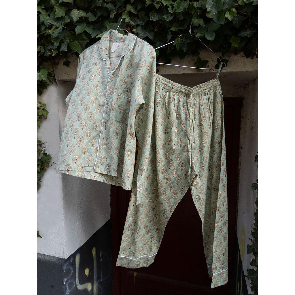 Pyjama Blockdruck Mint – Bild 2