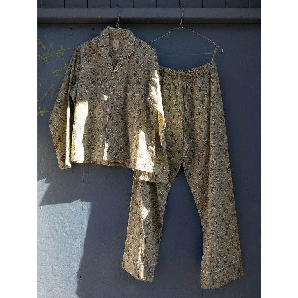 Pyjama Blockdruck Mint – Bild 4