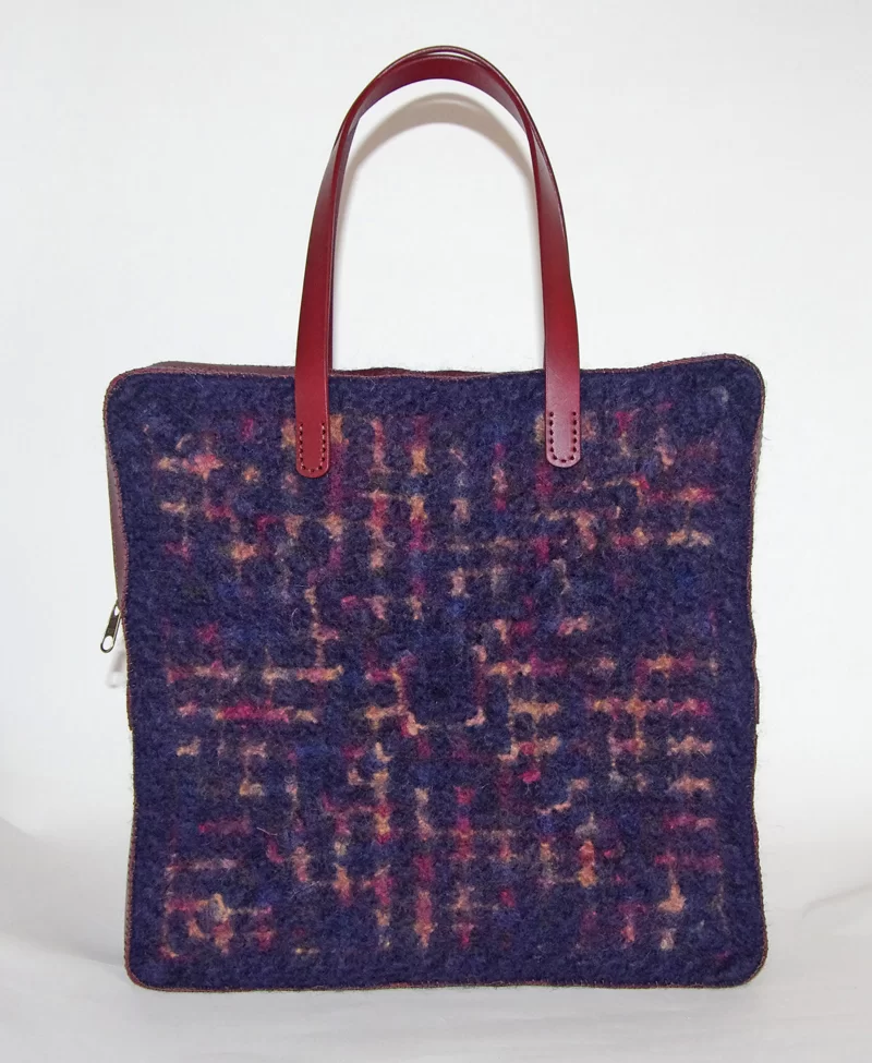 Fertiges: Tasche „Modul-Mustertasche“/ StrickStrand – Blau – Handtasche – 31 cm groß – Bild 3