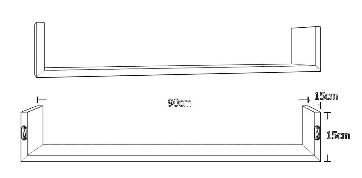 Wandregal 90 cm Dunkel Eiche – Bild 6