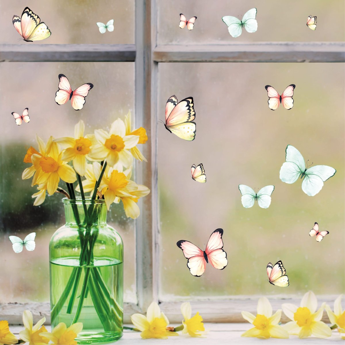 Fensterbild Frühling Ostern wiederverwendbar 25 Schmetterlinge im Set Fensterdeko Kinderzimmer Kind – Bild 8