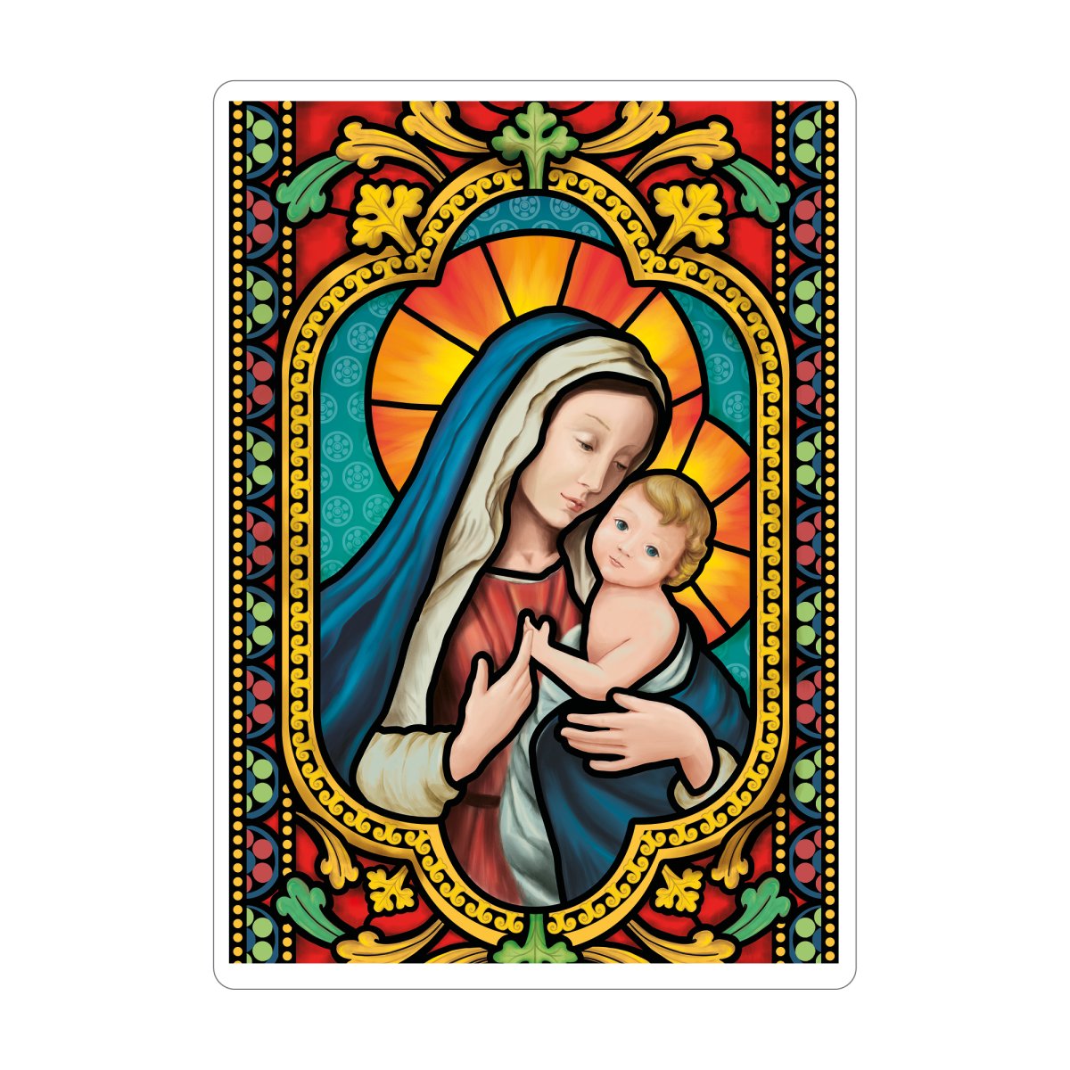 Fensterbild Weihnachten Jesus Maria Kirchenfenster Optik Mosaik Fensterfolie wiederverwendbar – Bild 2