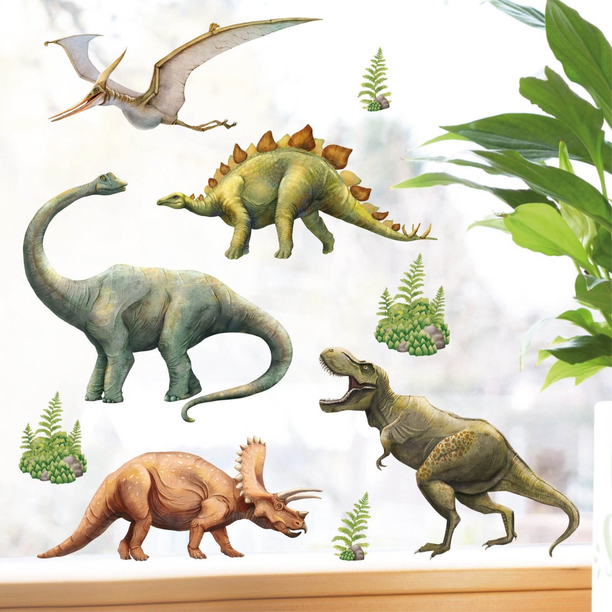 Fensterbild Dinosaurier Dino Fensterdeko Kinderzimmer Kind, Osterdeko, Frühlingsdeko