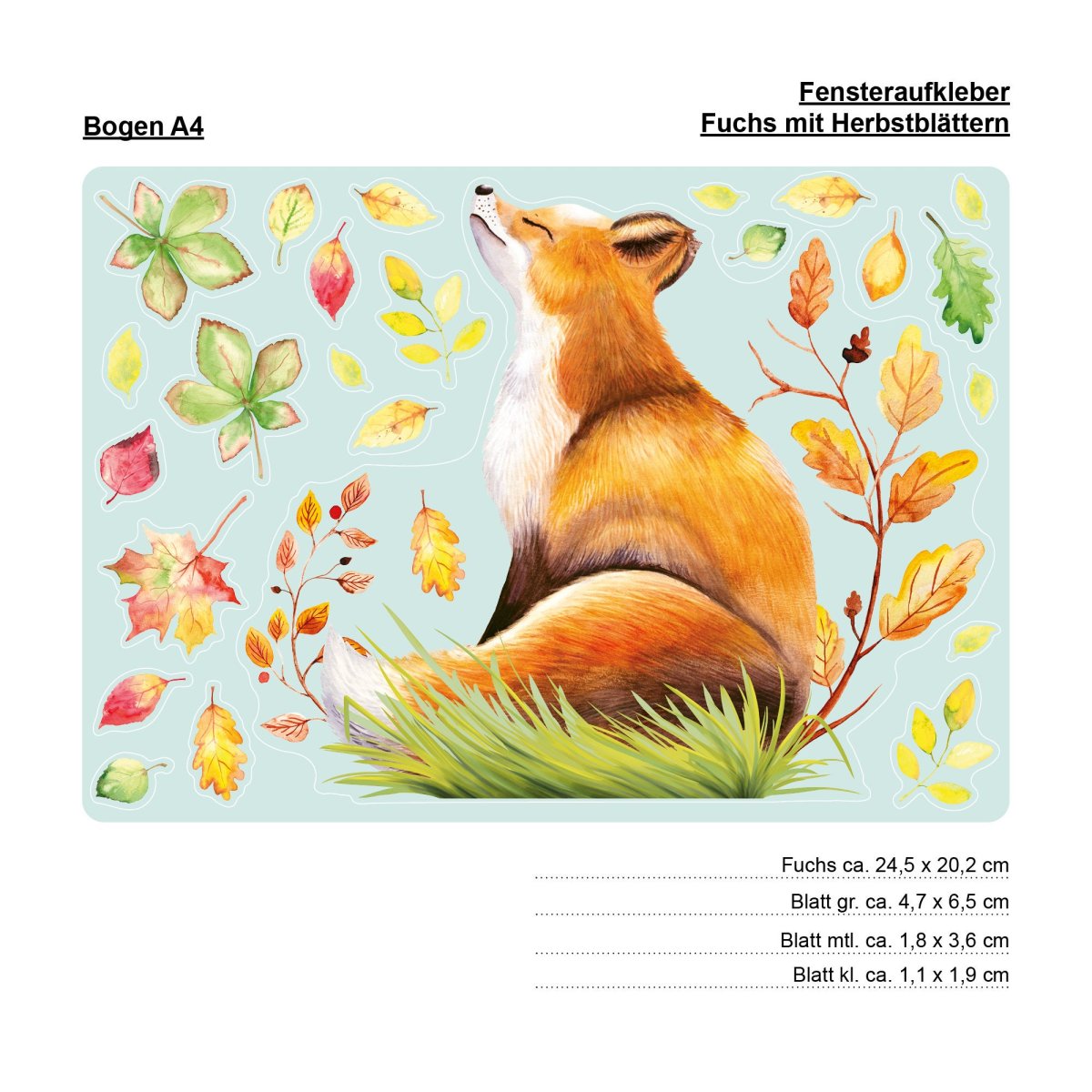 Fensterbild Herbst Fuchs im Profil mit Blättern herbstlicher Fensteraufkleber Fensterdeko – Bild 9