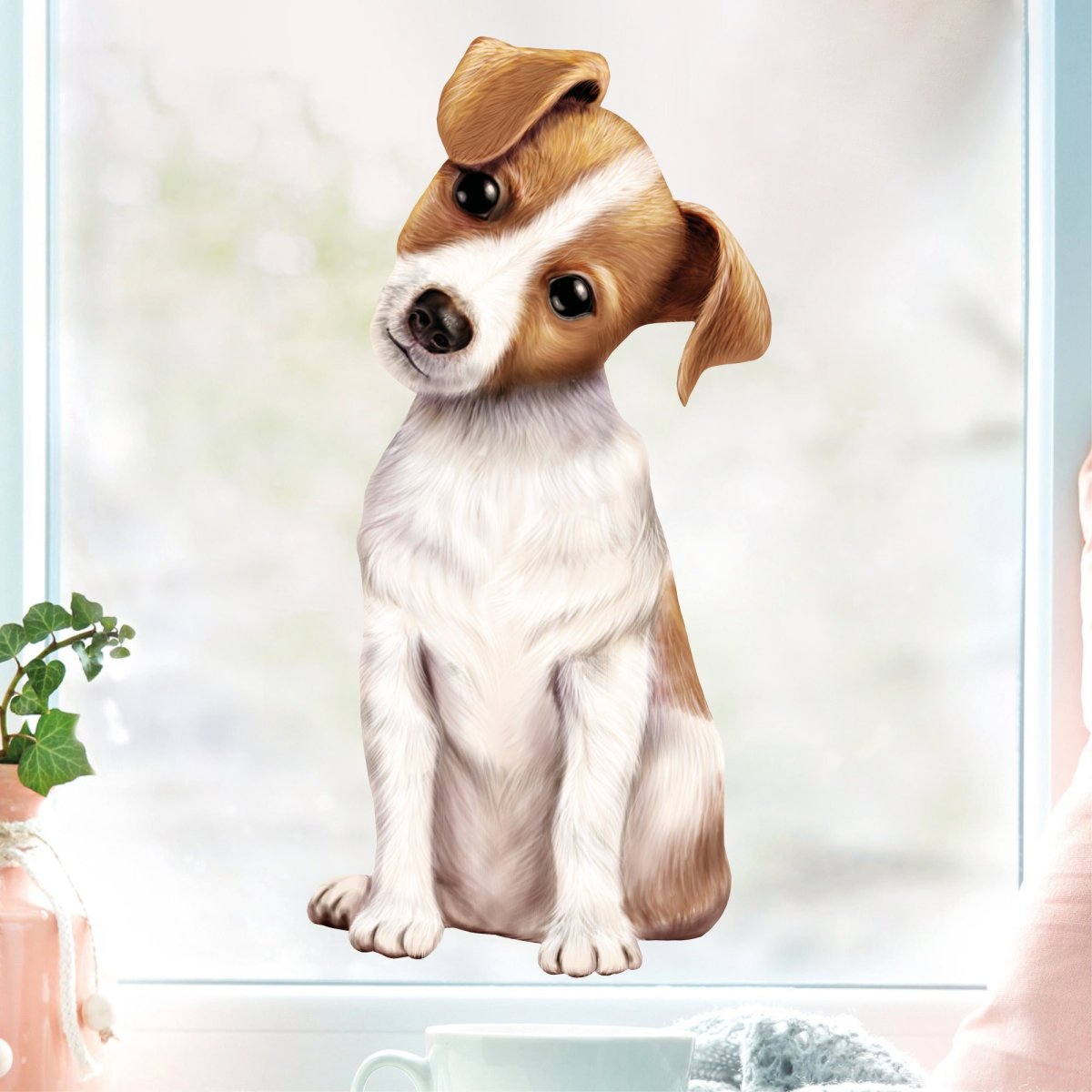 Fensterbild Hund Haustier Jack Russel Terrier, Fensterdeko Kinderzimmer Kind Osterdeko Frühlingsdeko – Bild 2