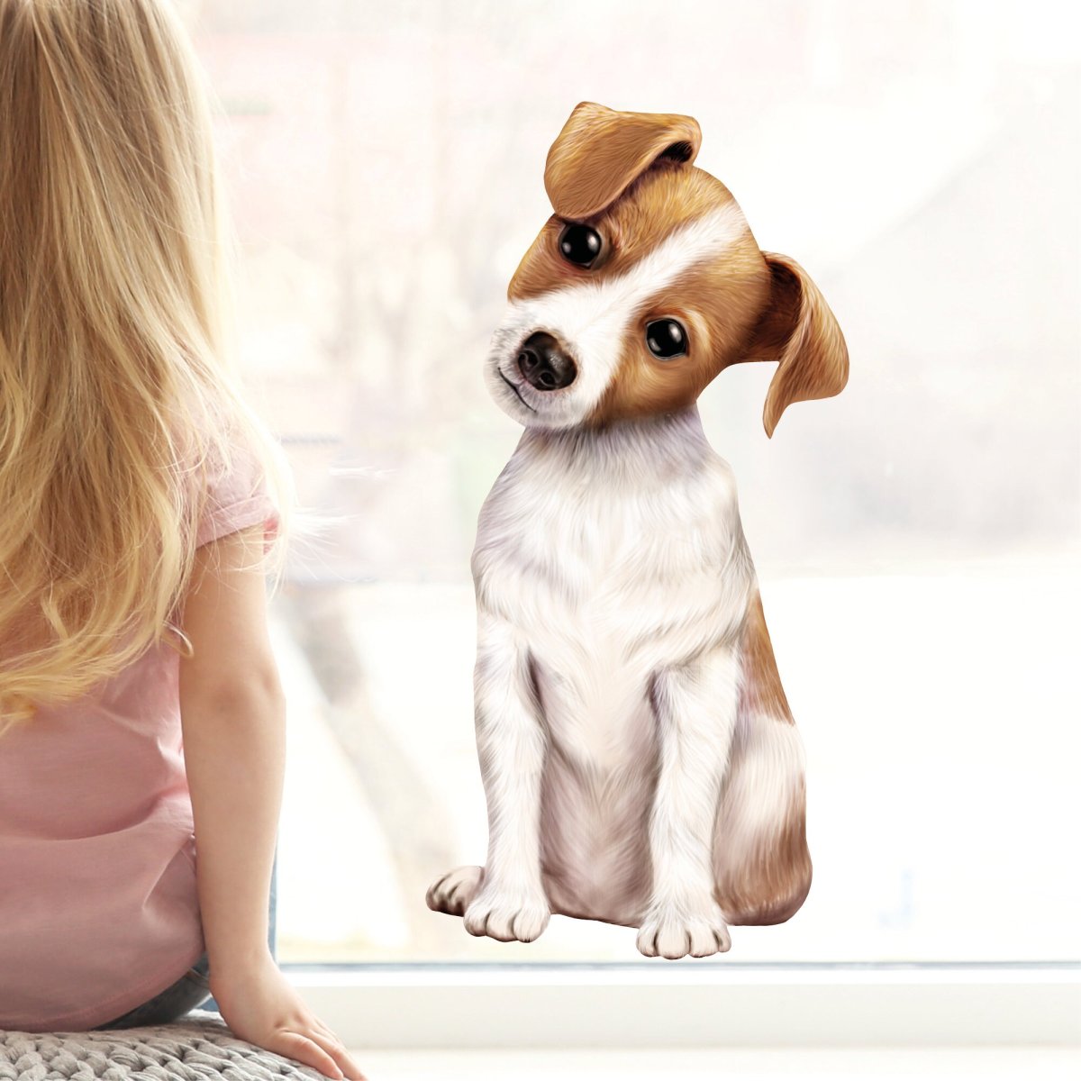 Fensterbild Hund Haustier Jack Russel Terrier, Fensterdeko Kinderzimmer Kind Osterdeko Frühlingsdeko – Bild 4