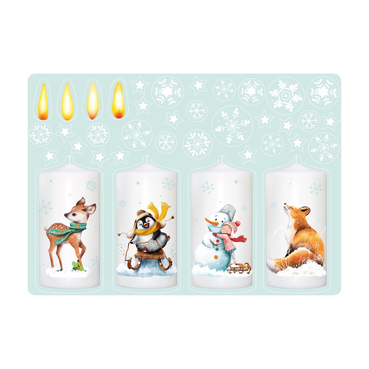 Fensterbild Weihnachten Winter Adventskerzen Flammen zum Selbstaufkleben an jedem Advent Fensteraufkleber Fensterdeko – Bild 5