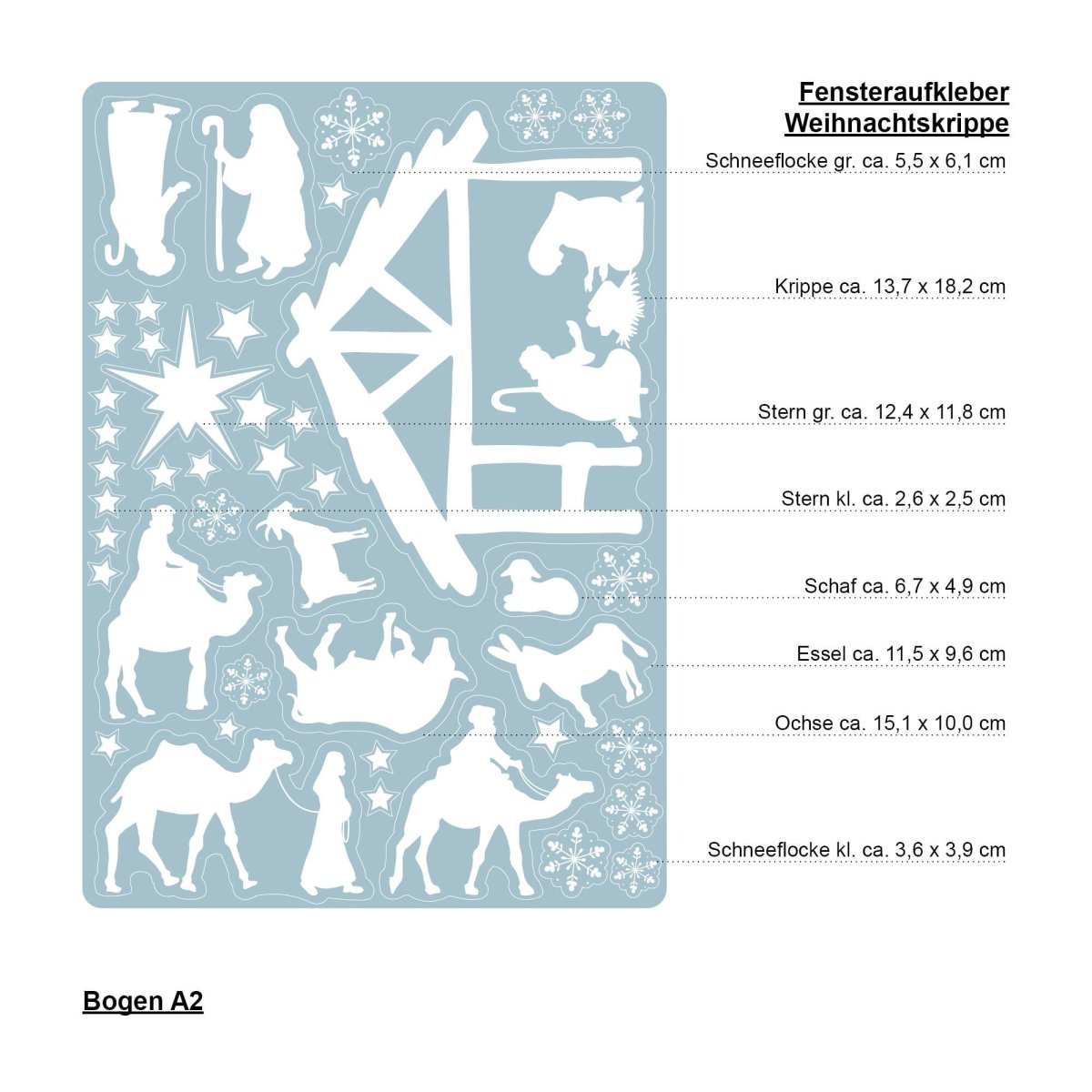 Fensterbild Weihnachten Winter Krippe Fensteraufkleber Weihnachtsdekoration wiederverwendbare Fensterdeko – Bild 7
