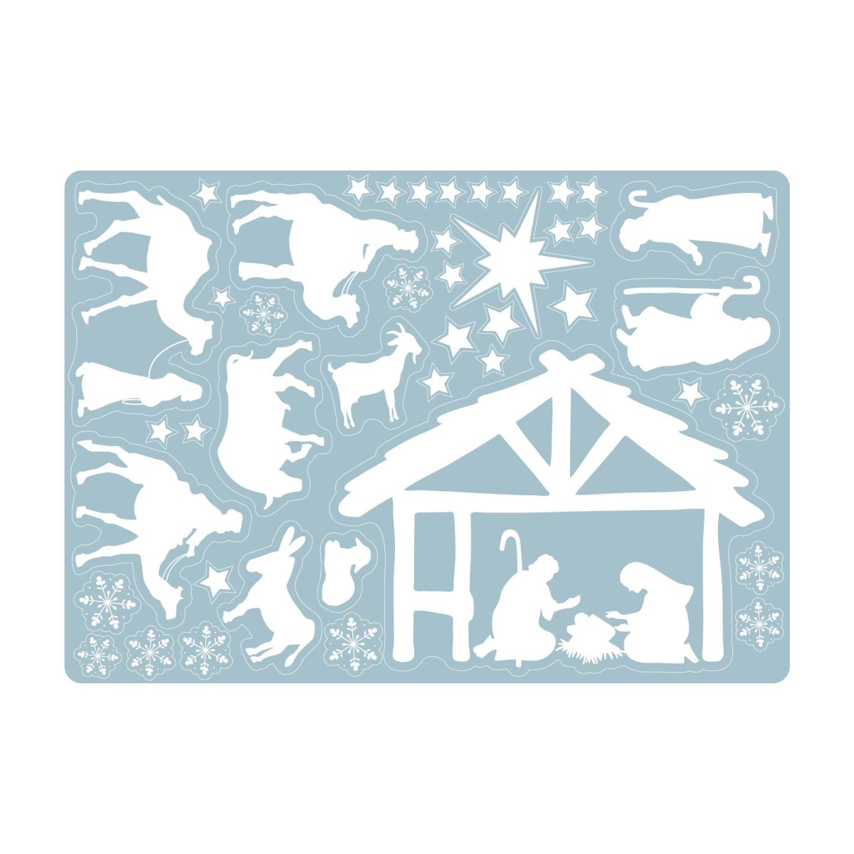 Fensterbild Weihnachten Winter Krippe Fensteraufkleber Weihnachtsdekoration wiederverwendbare Fensterdeko – Bild 6