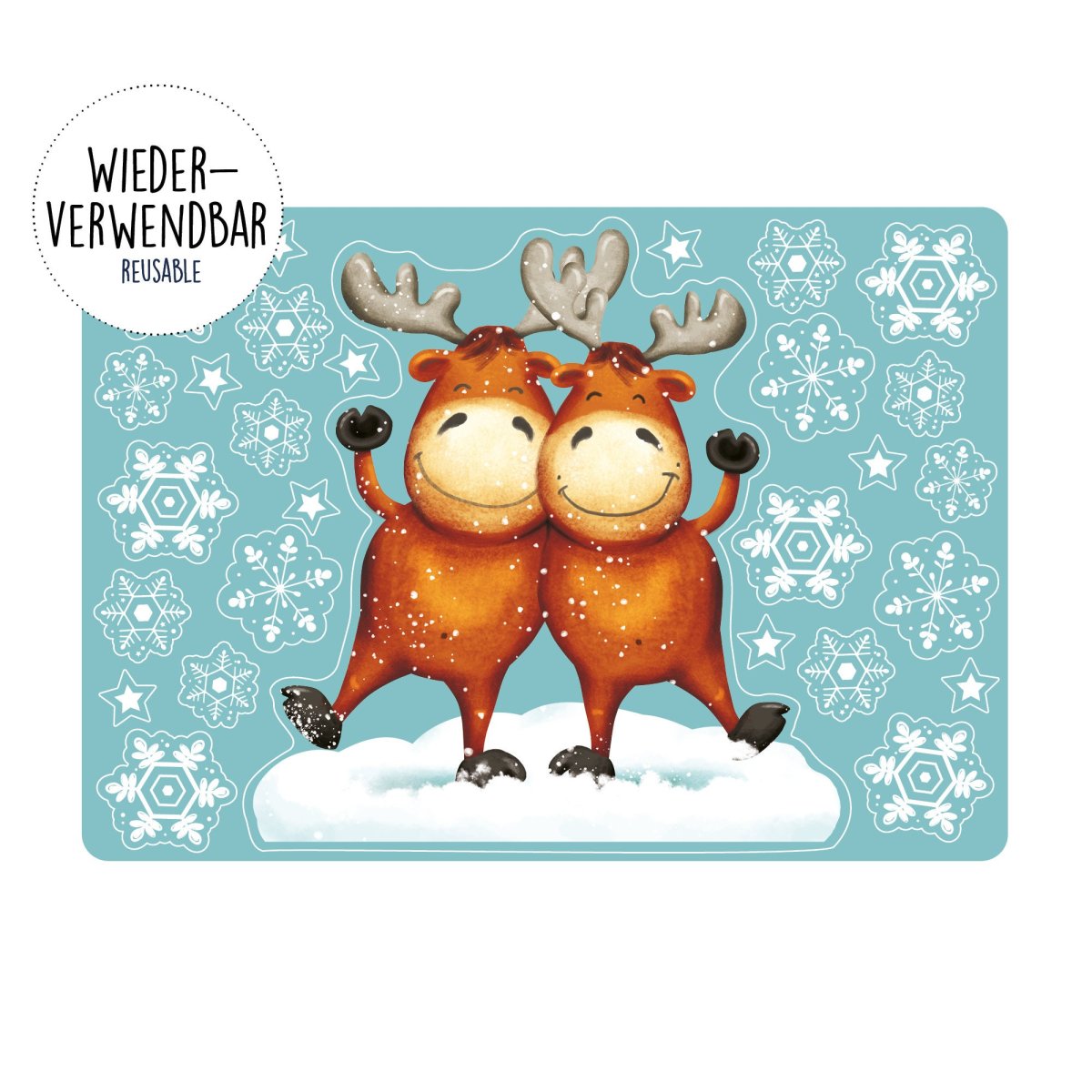 Fensterbild Weihnachten Winter wiederverwendbar Elche Weihnachtsdekoration Fensteraufkleber – Bild 6