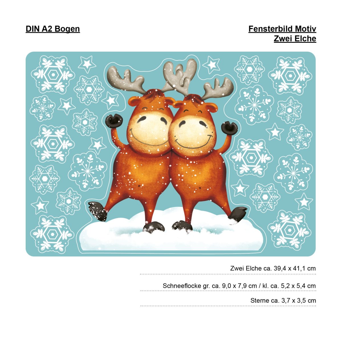 Fensterbild Weihnachten Winter wiederverwendbar Elche Weihnachtsdekoration Fensteraufkleber – Bild 8