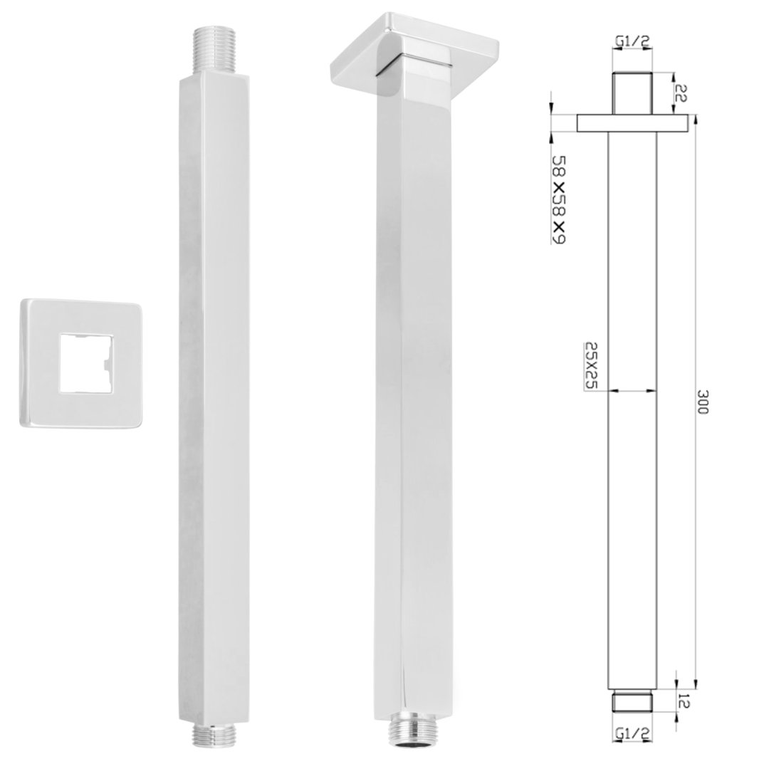 Unterputz-Set mit Grohe Eurocube-30HC9D Brause 30x30cm Deckenzulauf – Bild 9