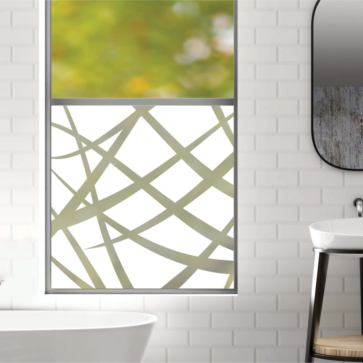 Sichtschutzfolie Fenster graue Linien abstrakt Fensterfolie Fensterdeko Milchglasfolie – Bild 2