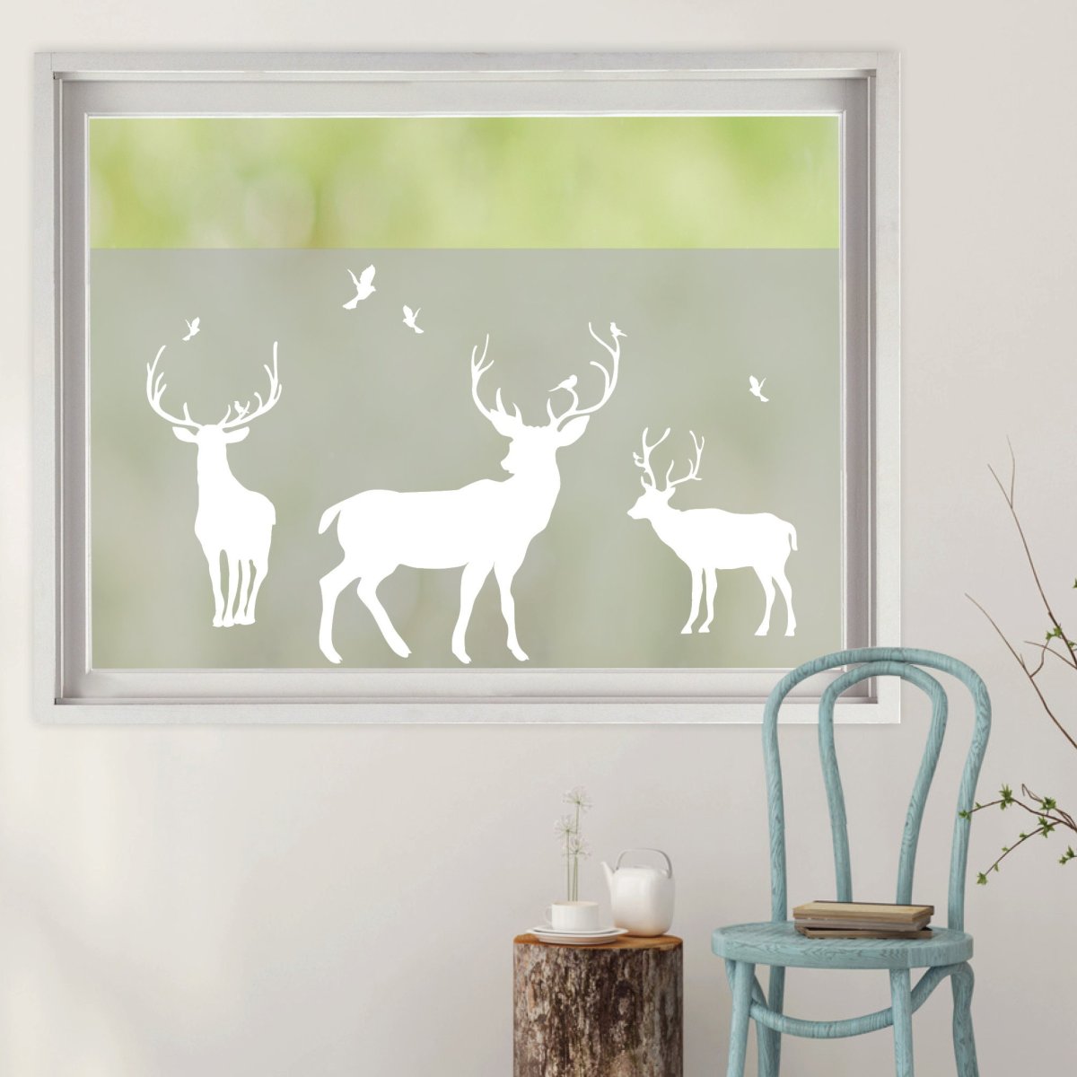 Sichtschutzfolie Hirsche Fensterfolie Fensterdeko Milchglasfolie Sichtschutz – Bild 3