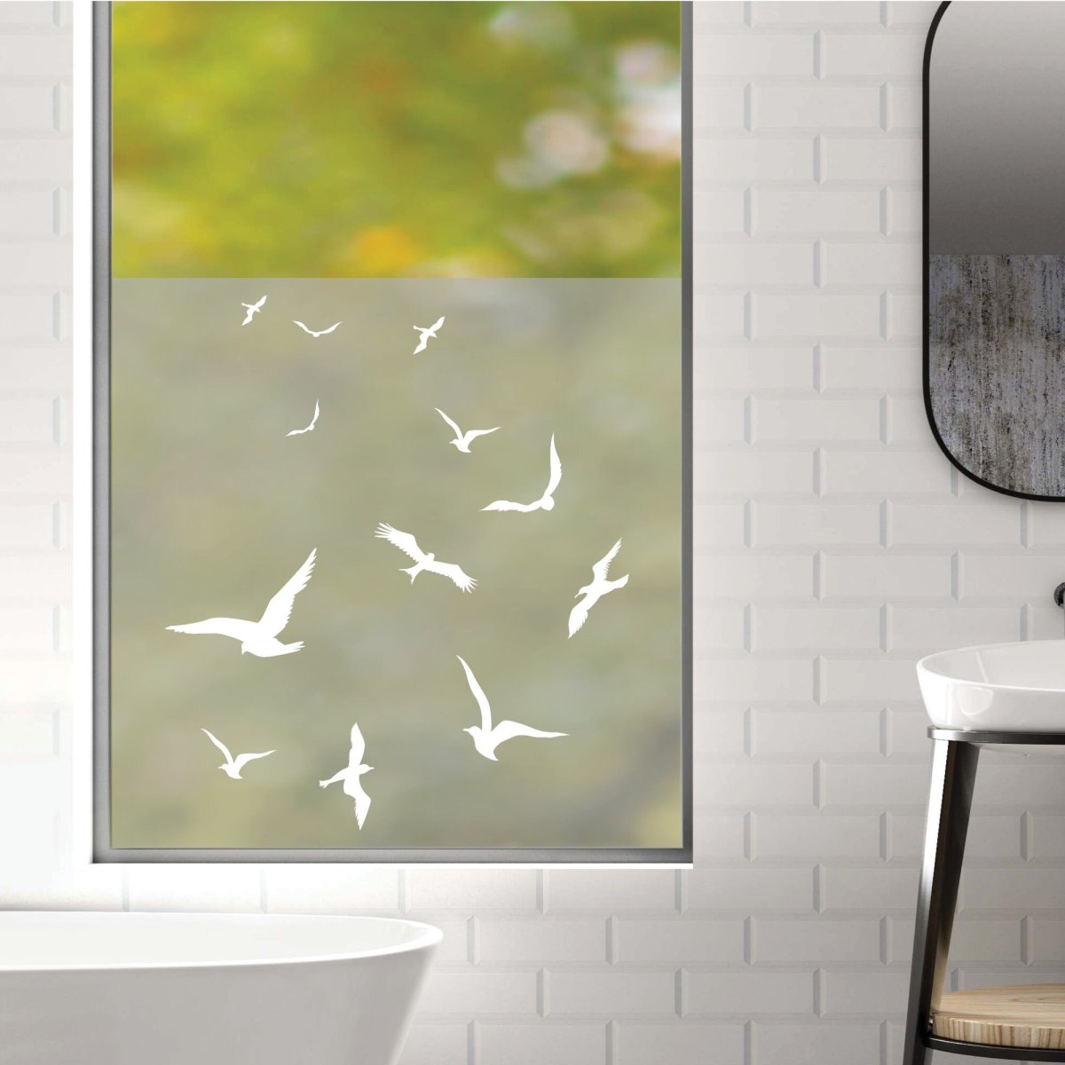 Sichtschutzfolie Wiederverwendbar fliegende Vögel Fensterfolie Fensterdeko Milchglasfolie Sichtschutz – Bild 4