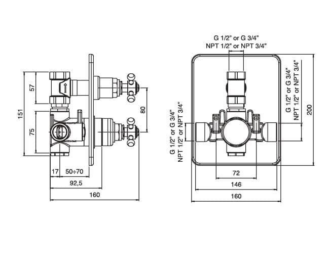Dorset Unterputz-Thermostat-Duschset, Chrom – Bild 4