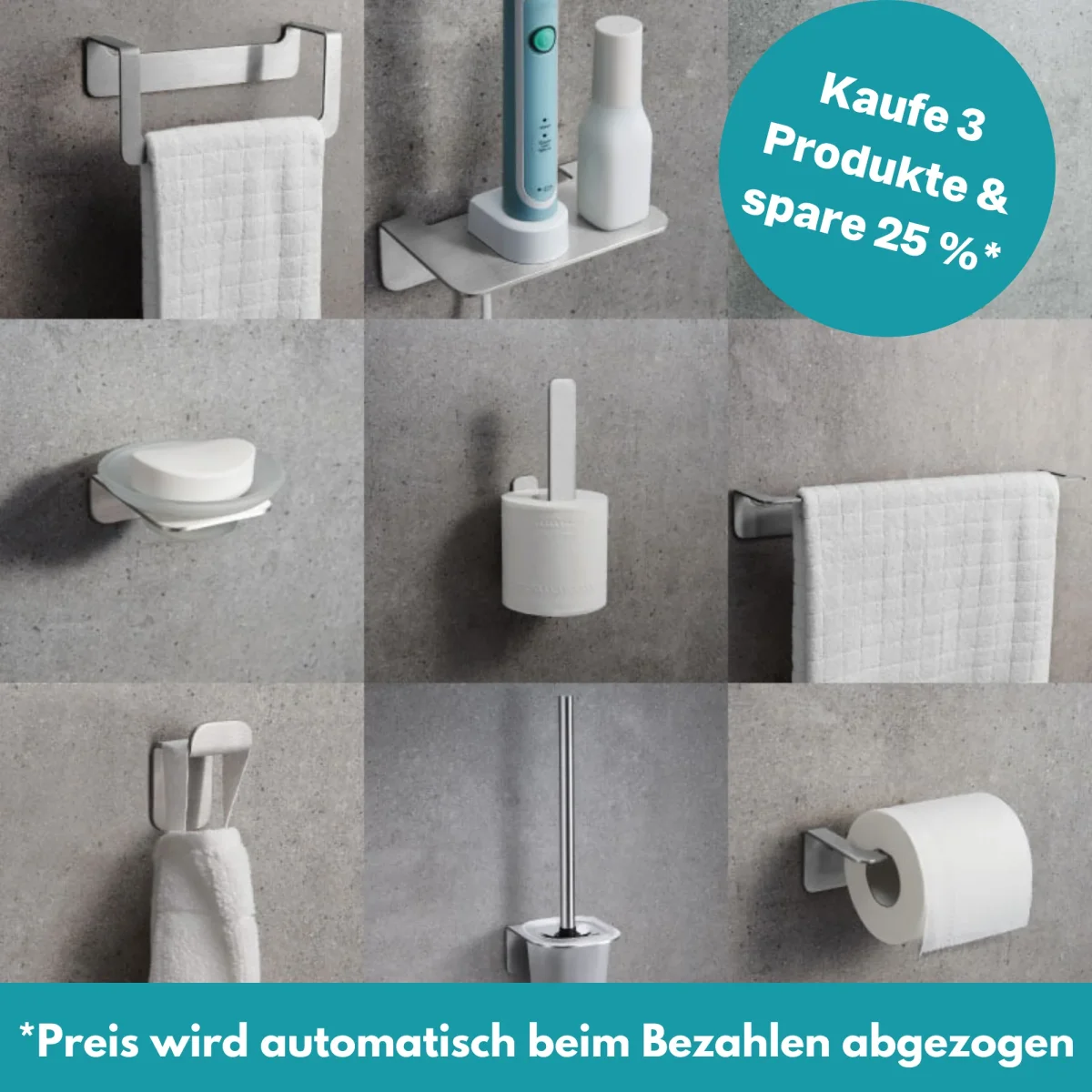 Handtuchstange ohne Bohren - 60 cm - rostfreier Edelstahl - Silber – Bild 7